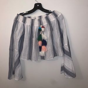 Anthropologie Off the Shoulder Striped Top